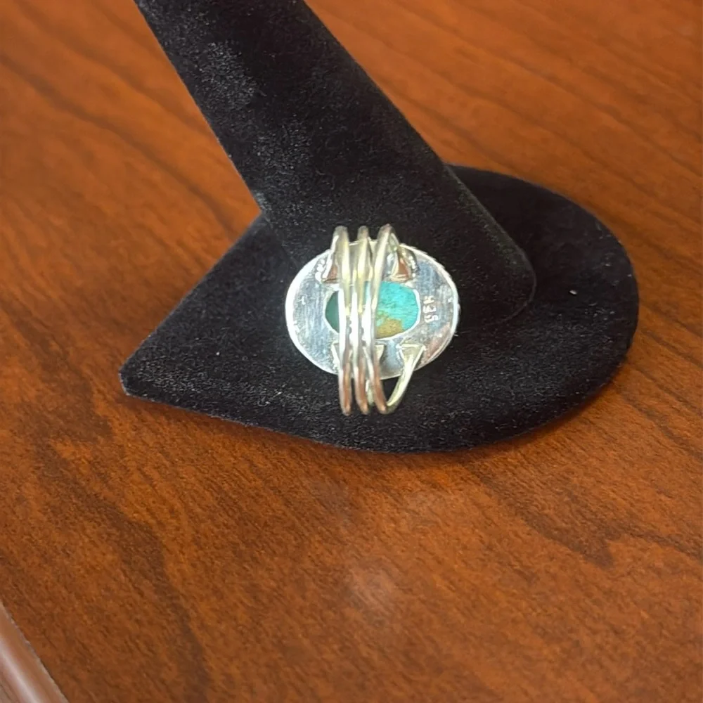 Turquoise 925 Sterling Silver Statement Ring - Adjustable